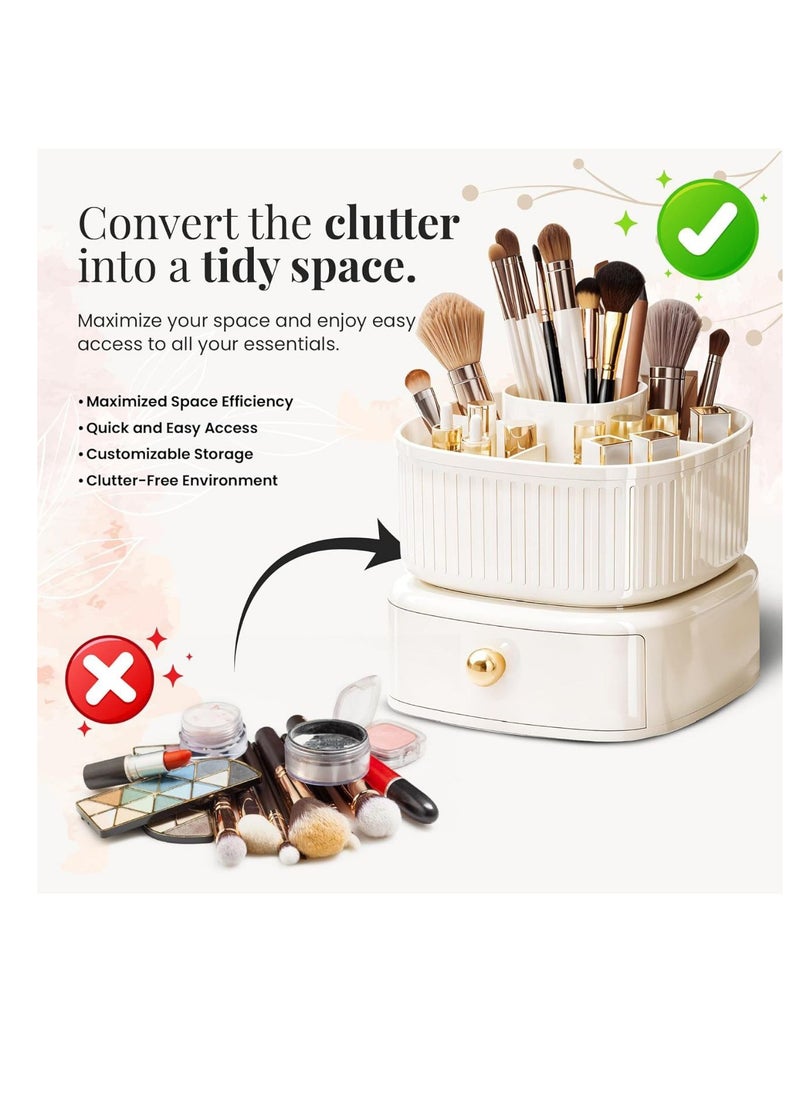 Generic - Rotating Makeup Organizer, Adjustable Layers Spinning Skincare Organizer, Cosmetic Display Case with Brush Holder, Multi-Function Storage Carousel for Vanity Bathroom Countertop - Image 1