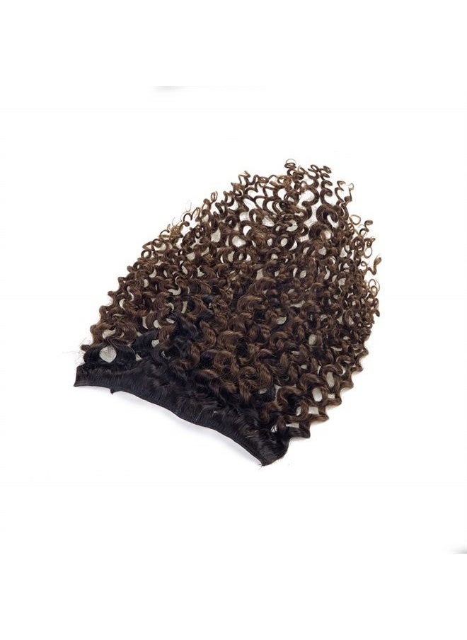 Anrosa - 14inch 120gram Jerry Curly Clip In Hair Extensions Ombre Color Natural Clip In Hair Extensions For Black Women 3B 3C Type Real Remy Hair Thick Clip In Extensions #1B/4 - Image 1