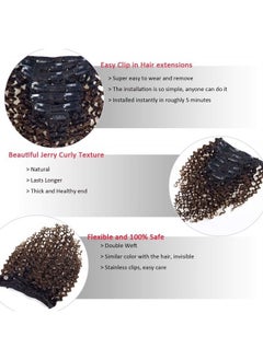 14inch 120gram Jerry Curly Clip In Hair Extensions Ombre Color Natural Clip In Hair Extensions For Black Women 3B 3C Type Real Remy Hair Thick Clip In Extensions #1B/4