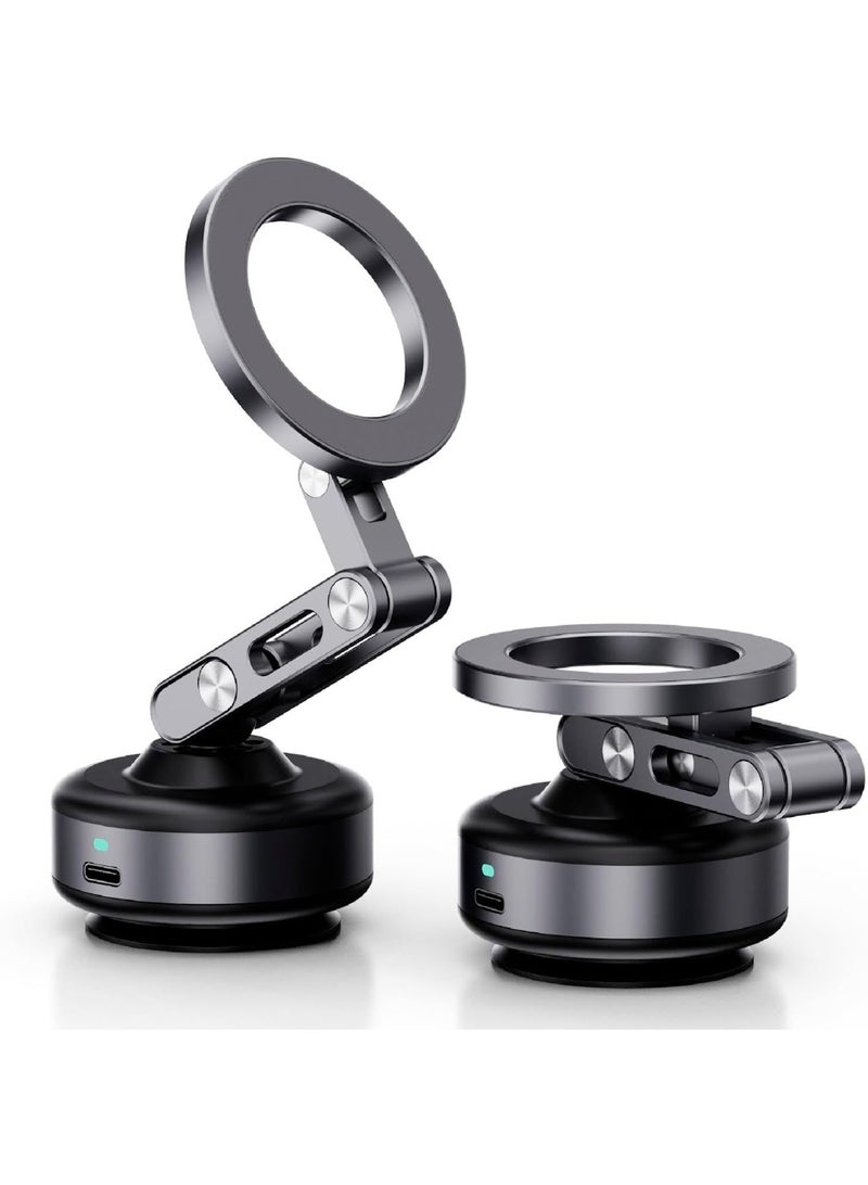 جرين تايجر حامل هاتف مغناطيسي يعمل بالشفط الفراغي X93 (رمادي) - حامل مغناطيسي محمول يدور 360 درجة، مناسب للزجاج والشاشات وبلاط الجدران ومعظم الأسطح. - Image 1