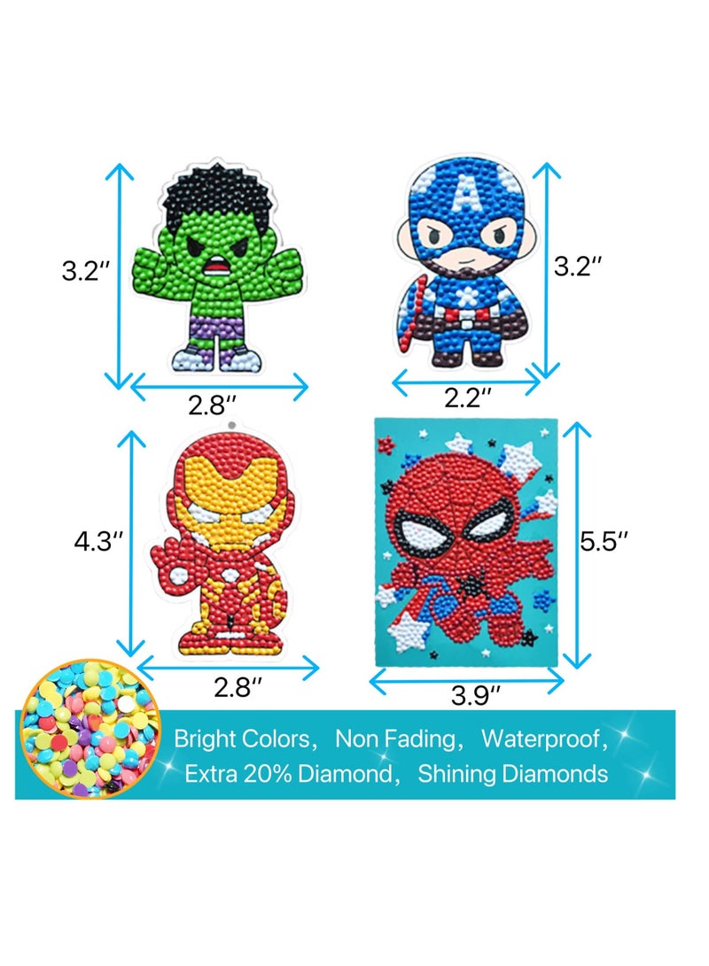 Excefore Diamond Painting Stickers Kits for Kids, Gem Art Kits, 5D Big Gem Diamond Painting, Diamond art for kids with dots, Superhero Gift for boy and girls Age 4-12 - Image 3