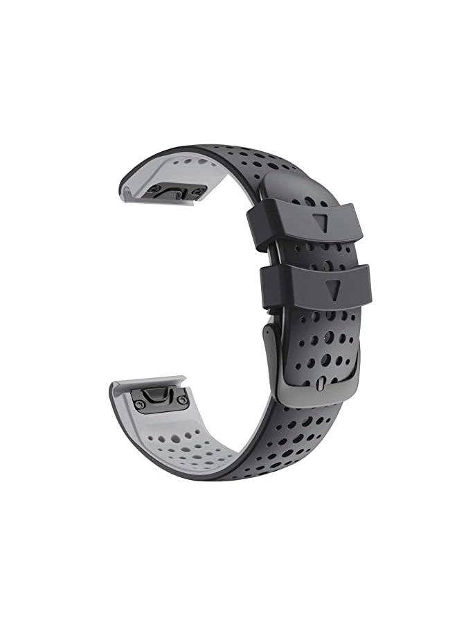 Dado - Silicone breathable hole design strap 22 mm Compatible with Garmin watch Fenix 7 | Fenix 6 | Fenix 5 | 6 Pro | 5 Plus | Approach S60 Smartwatch strap - Image 1