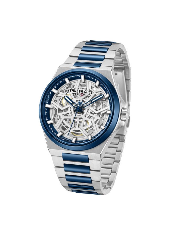 Kenneth Cole New York Verrazzano Men's 43.5mm Automatic Watch with Silver-Blue Dial & Stainless Steel Bracelet  - Image 4