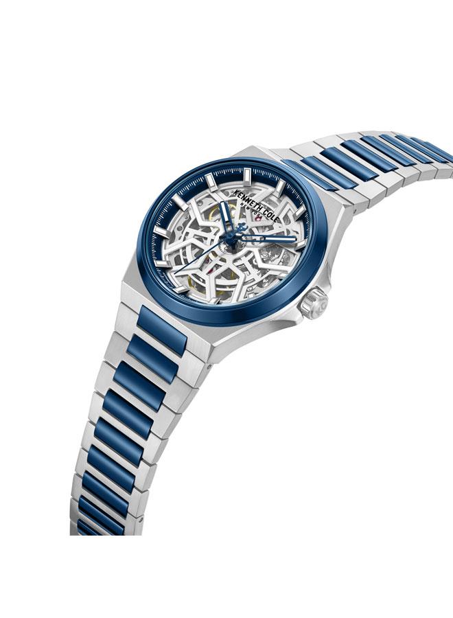 Kenneth Cole New York Verrazzano Men's 43.5mm Automatic Watch with Silver-Blue Dial & Stainless Steel Bracelet  - Image 3