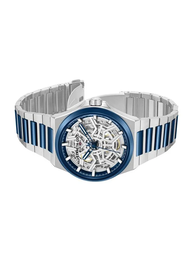 Kenneth Cole New York Verrazzano Men's 43.5mm Automatic Watch with Silver-Blue Dial & Stainless Steel Bracelet