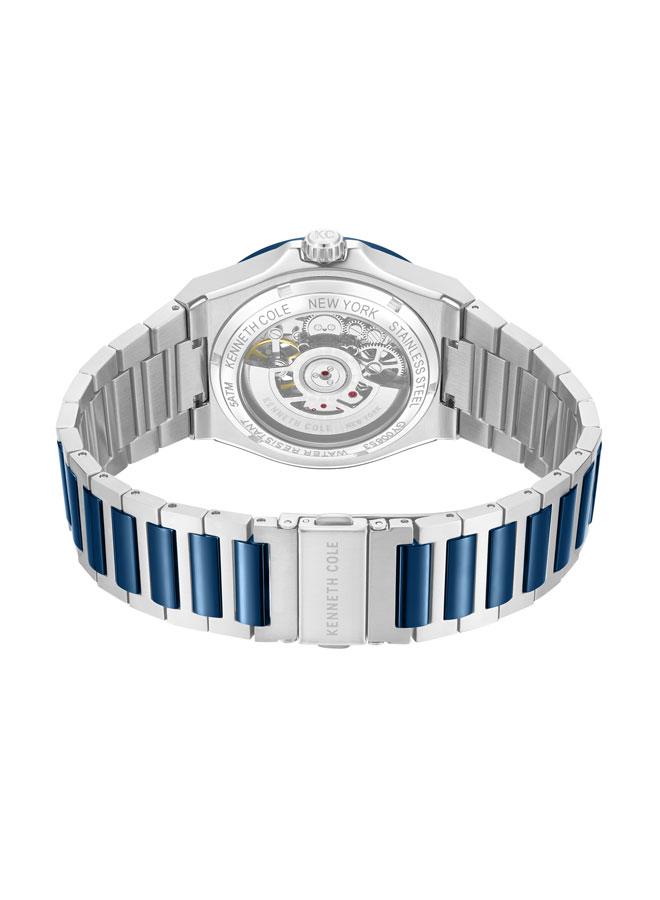 Kenneth Cole New York Verrazzano Men's 43.5mm Automatic Watch with Silver-Blue Dial & Stainless Steel Bracelet  - Image 5