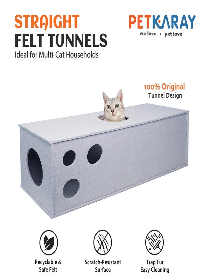PETKARAY Cat Tunnel, Original Cat Hideaway Cave for Indoor Cats, Large Kitten Play Tubes and Tunnels, Soft Felt Cat Toy with Interactive Peek Hole - Image 2