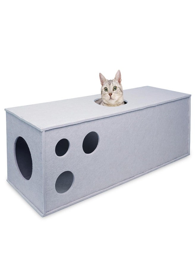 PETKARAY Cat Tunnel, Original Cat Hideaway Cave for Indoor Cats, Large Kitten Play Tubes and Tunnels, Soft Felt Cat Toy with Interactive Peek Hole - Image 1