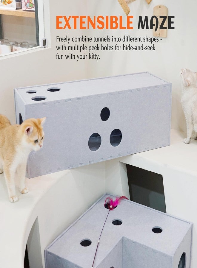 PETKARAY Cat Tunnel, Original Cat Hideaway Cave for Indoor Cats, Large Kitten Play Tubes and Tunnels, Soft Felt Cat Toy with Interactive Peek Hole - Image 4