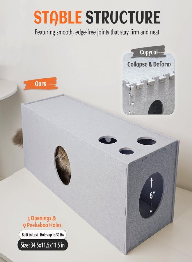 PETKARAY Cat Tunnel, Original Cat Hideaway Cave for Indoor Cats, Large Kitten Play Tubes and Tunnels, Soft Felt Cat Toy with Interactive Peek Hole - Image 5