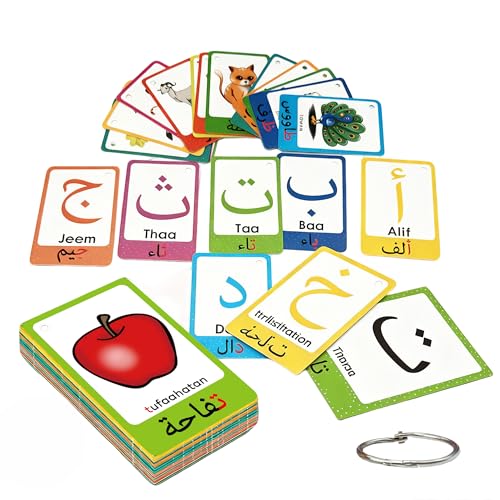YIYDONG Arabic Alphabet Flash Cards for Kids Toddler Learning Arabic Letters Flashcards with English Transliteration for Kindergarten Preschool Homeschool - Image 1