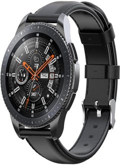 Bikson Genuine Handmade Leather Band with Black Buckle for Samsung Gear S3 Frontier and Classic Smart Watch Elite Strap - Denim Black 