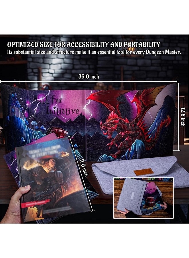 CZYY DND DM Screen Deluxe Edition: Colorfully Embossed Dragon & Mimic, Four-Panel with Pockets Dungeon Master Screen for Dungeons and Dragon, Pathfinder, DD - Image 5