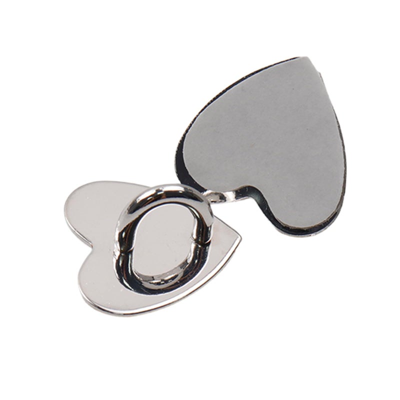 Pastlla 12Pcs Phone Charm Hook Adhesive Metal Phone Finger Grip Hook Cell Phone Ring Holder Stand for DIY Accessories (Silver, Heart Shaped) - Image 4