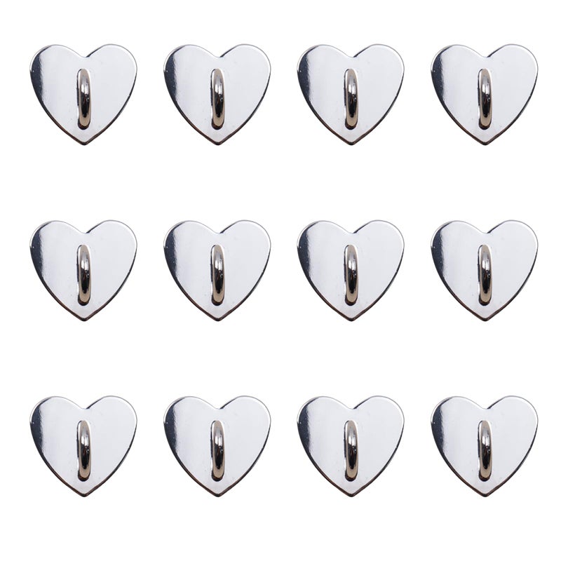 Pastlla 12Pcs Phone Charm Hook Adhesive Metal Phone Finger Grip Hook Cell Phone Ring Holder Stand for DIY Accessories (Silver, Heart Shaped) - Image 1