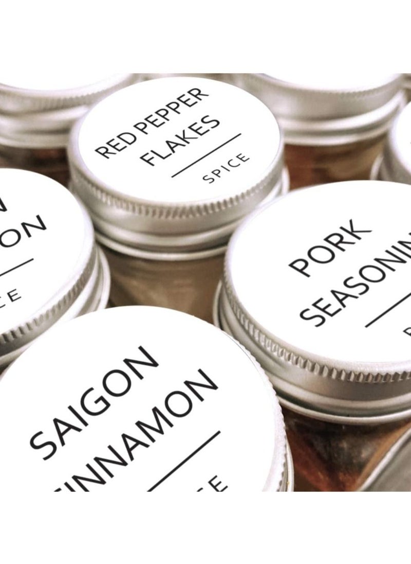 QUESERA 144 Spice Jar Labels Preprinted. 144 Minimalist Black Text on Round White Label. Fits Spice Jar Lids. Water Resistant Spice Labels Sticker. Seasoning, Herb & Spice Rack Organization  - Image 3