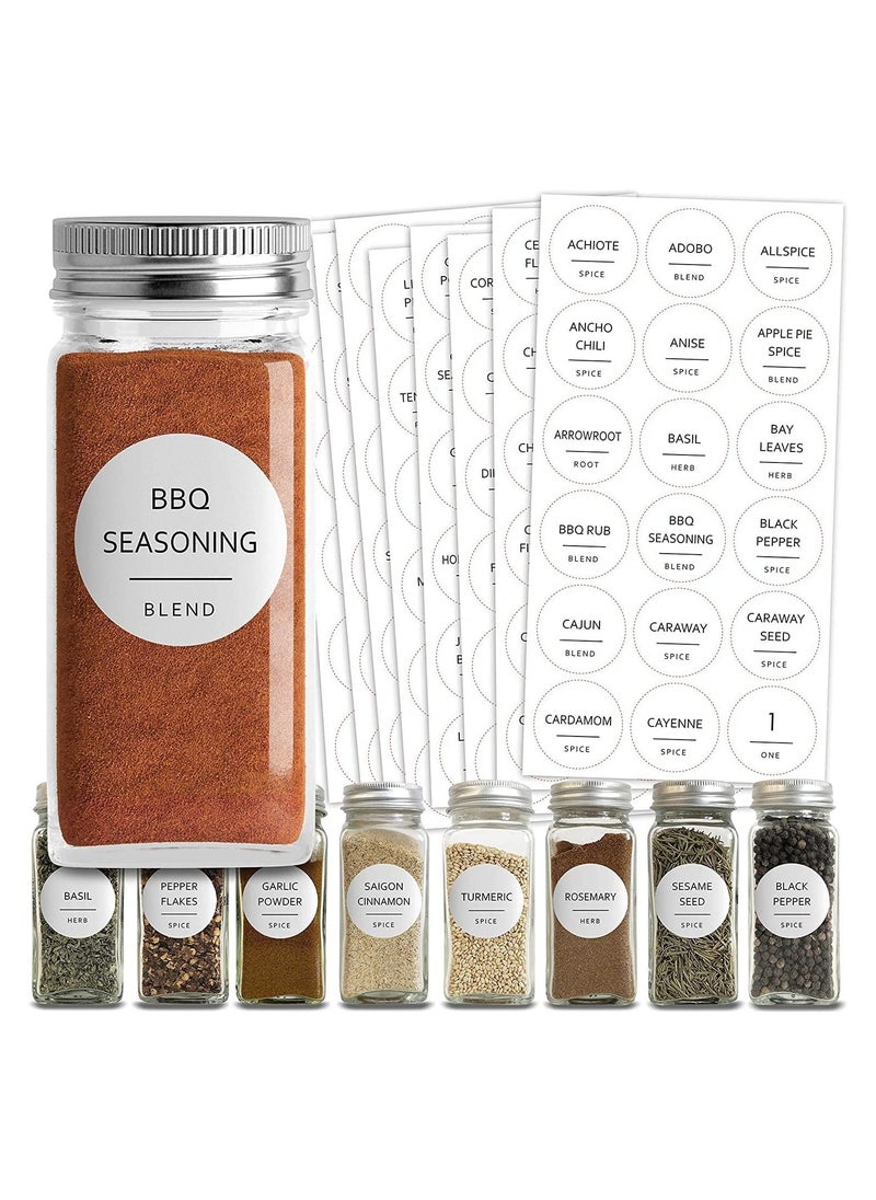 QUESERA 144 Spice Jar Labels Preprinted. 144 Minimalist Black Text on Round White Label. Fits Spice Jar Lids. Water Resistant Spice Labels Sticker. Seasoning, Herb & Spice Rack Organization  - Image 1