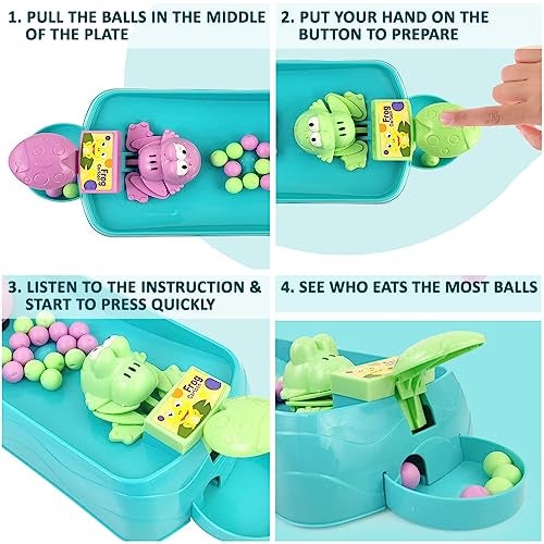 Wembley Hungry Frog Indoor Game for Kids | Family Board Game | Frog Toys for Kids Activity | 2 Player Fun Interactive Frog Eat Beans Game | Gift for Girls and Boys - Proudly Made in India - Image 3