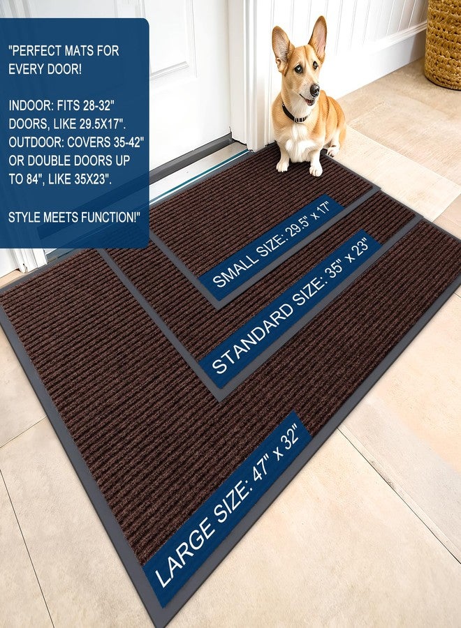 OLANLY Front Door Mat Indoor Outdoor Entrance, Waterproof Heavy Duty Doormat, Fade Resistant, Low Profile, Easy Clean Patio Porch Welcome Floor Mats for Entry, 29.5x17, Brown - Image 2