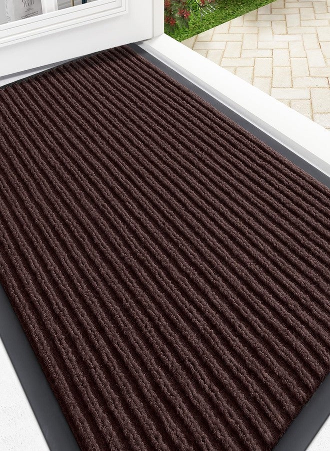 OLANLY Front Door Mat Indoor Outdoor Entrance, Waterproof Heavy Duty Doormat, Fade Resistant, Low Profile, Easy Clean Patio Porch Welcome Floor Mats for Entry, 29.5x17, Brown - Image 1