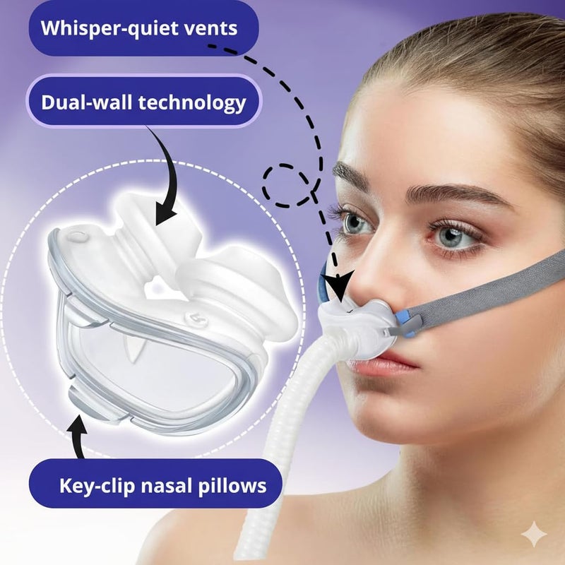 Lullapad AirFit P10 Nasal Pillow Cushion - Silicone Replacement Nose Pillows - Leak-Free Seal & Lightweight Comfort Replacement Supplies for Uninterrupted Sleep - Large 6 Pack - Image 2