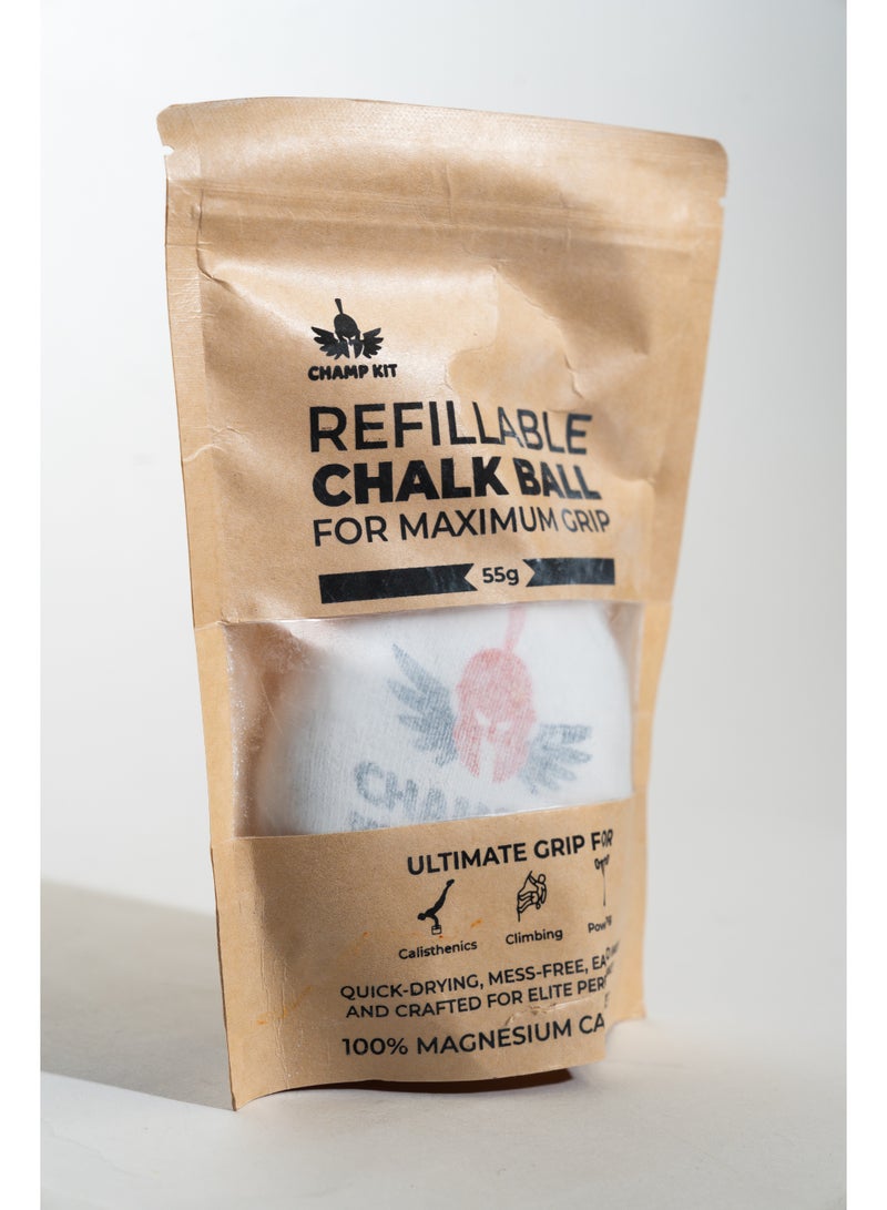 CHAMP KIT Magic Chalk Ball 55g - Premium Chalk Ball for Rock Climbing, Weight Lifting, Gymnastics, & Bowling - Mess Free Gym Chalk - Image 2