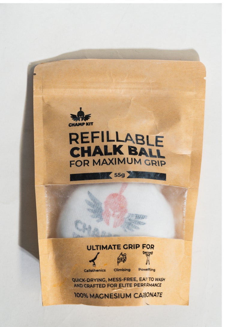 CHAMP KIT Magic Chalk Ball 55g - Premium Chalk Ball for Rock Climbing, Weight Lifting, Gymnastics, & Bowling - Mess Free Gym Chalk - Image 3