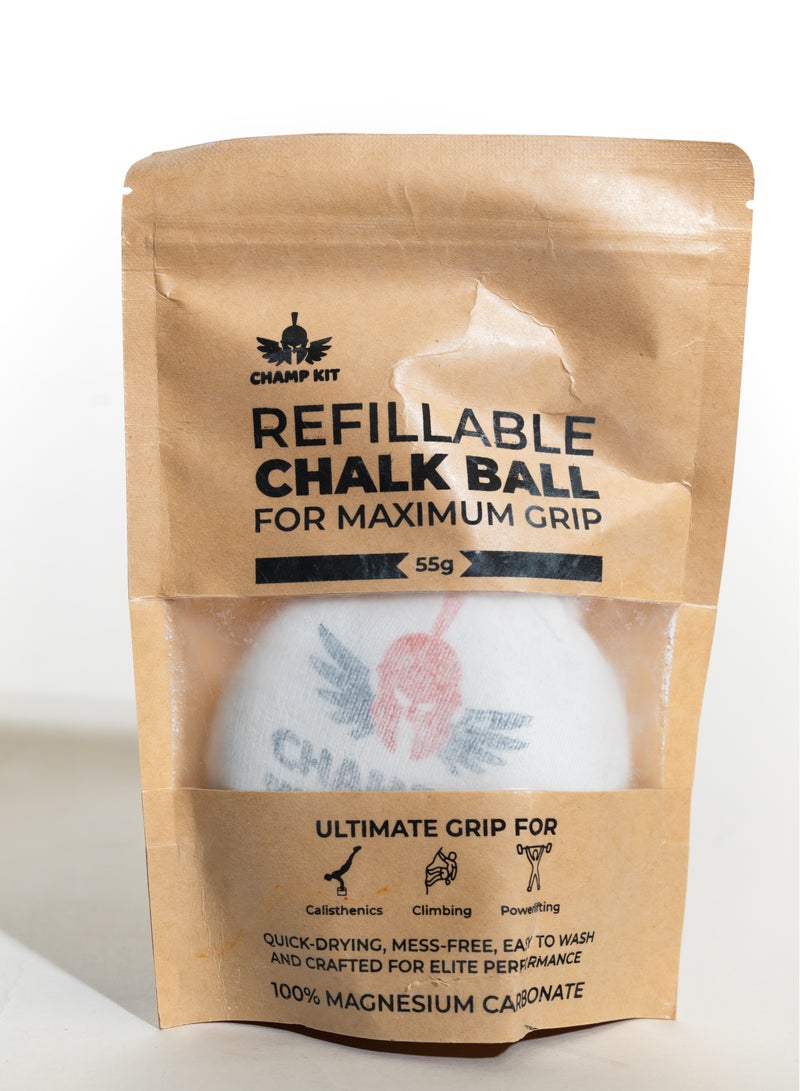 CHAMP KIT Magic Chalk Ball 55g - Premium Chalk Ball for Rock Climbing, Weight Lifting, Gymnastics, & Bowling - Mess Free Gym Chalk - Image 4