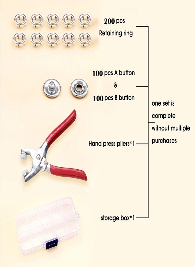 GTAAOY 100 Sets Metal Snaps Buttons with Fastener Pliers Press Tool Kit Perfect for DIY Crafts Clothes Hats and Sewing, Snap Button Fasteners Kit for Clothing Sewing (9.5mm / 400 PCS) - Image 3