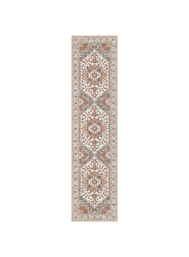 Yamaziot Washable Runner Rug, 2x8 Non-Slip Boho Vintage Hallway Rug Runner with Rubber Backing, Low Pile Faux Wool Distressed Carpet Runner for Bedroom, Kitchen, Laundry, Entrance, Ginger Grey - Image 2