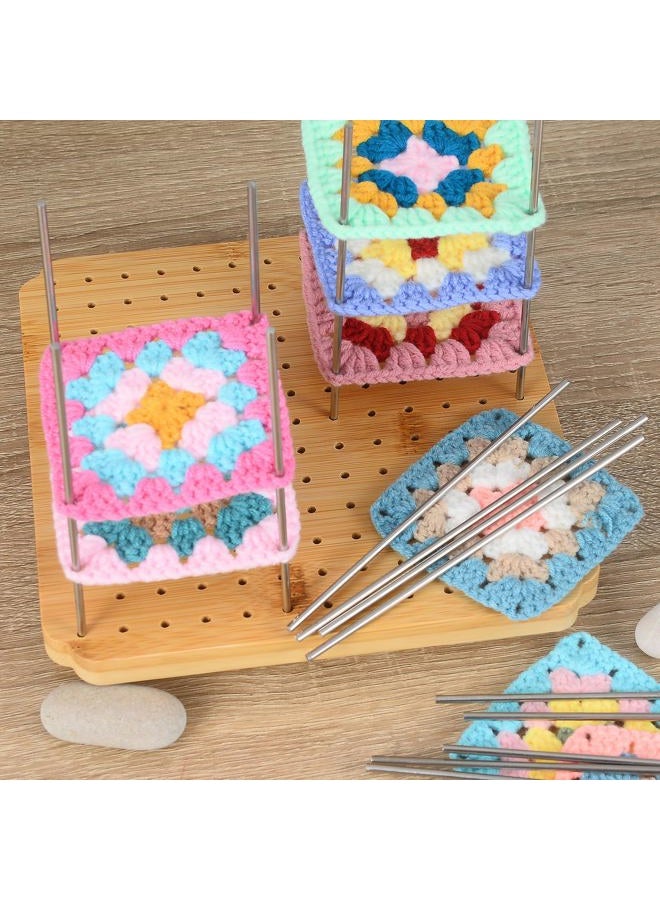 BLELEYLL 7.8" Crochet Blocking Board with 20 Pegs/Pins,Granny Square Blocking Board,Blocking Boards for Crochet Projects,Crochet Square Blocking Board,Wooden Crocheting Accessories Gifts for Crocheters. - Image 4