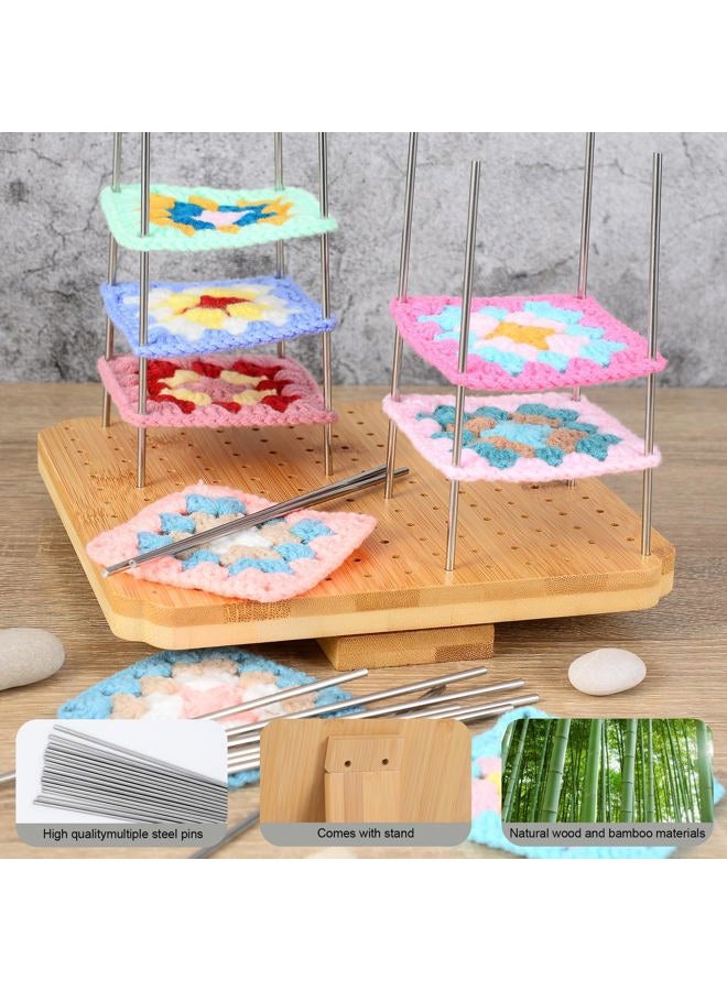 BLELEYLL 7.8" Crochet Blocking Board with 20 Pegs/Pins,Granny Square Blocking Board,Blocking Boards for Crochet Projects,Crochet Square Blocking Board,Wooden Crocheting Accessories Gifts for Crocheters. - Image 3