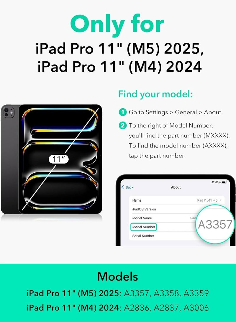 Rock Pow Case for iPad Pro 11 Inch Case (M5/M4) 2025/2024 with Pencil Holder Clear Back Slim Tri-fold Folio Stand Shell Tablet Cover for 2024/2025 Pro 11 inch M5/M4 Auto Sleep/Wake - Image 2