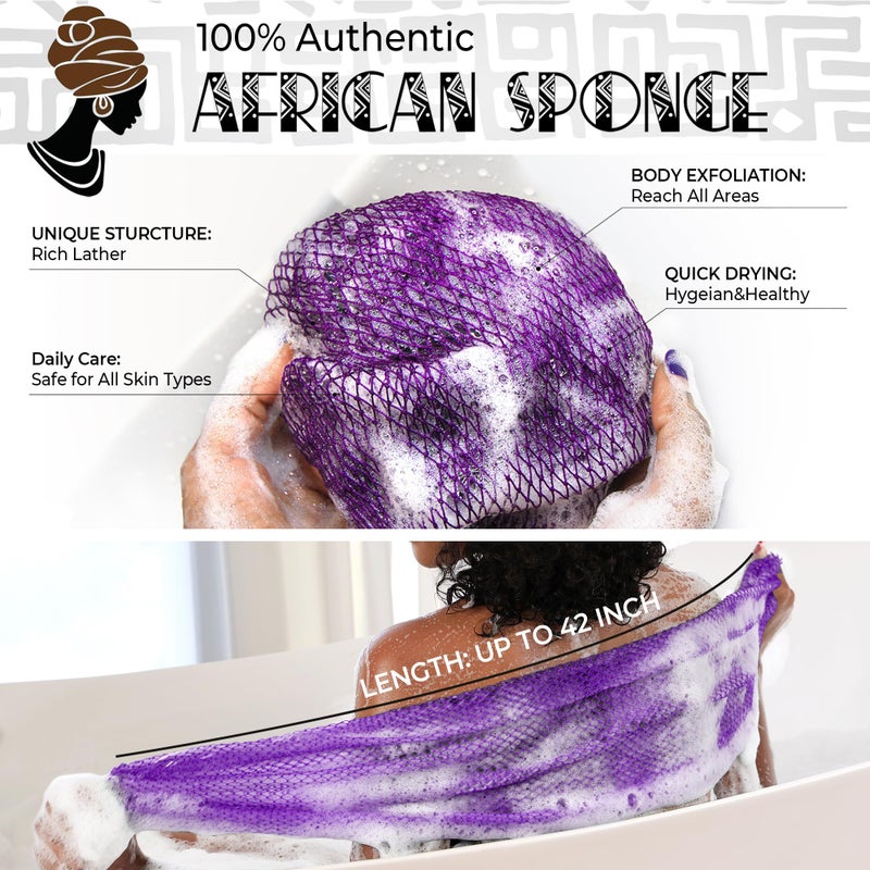 RelaxScene African Net Sponge Authentic - 2 Pieces Exfoliating Body Scrubber Bath Sponge - Loofah Washcloth Back Scrub for Shower Body Exfoliator - Face & Skin Care Bathroom Essentials for Women - Image 2