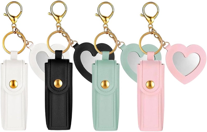 Lipstick Holder with Keychain - 4 Pieces Hanging for Backpack - Portable Lipstick - for Women Girls College Students Makeup Enthusiasts Travelers For Use - Image 1