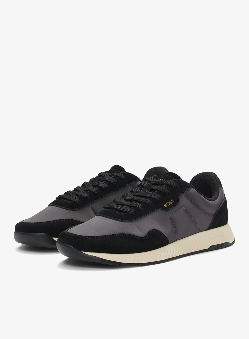 BOSS Mixed-material trainers with suede trims