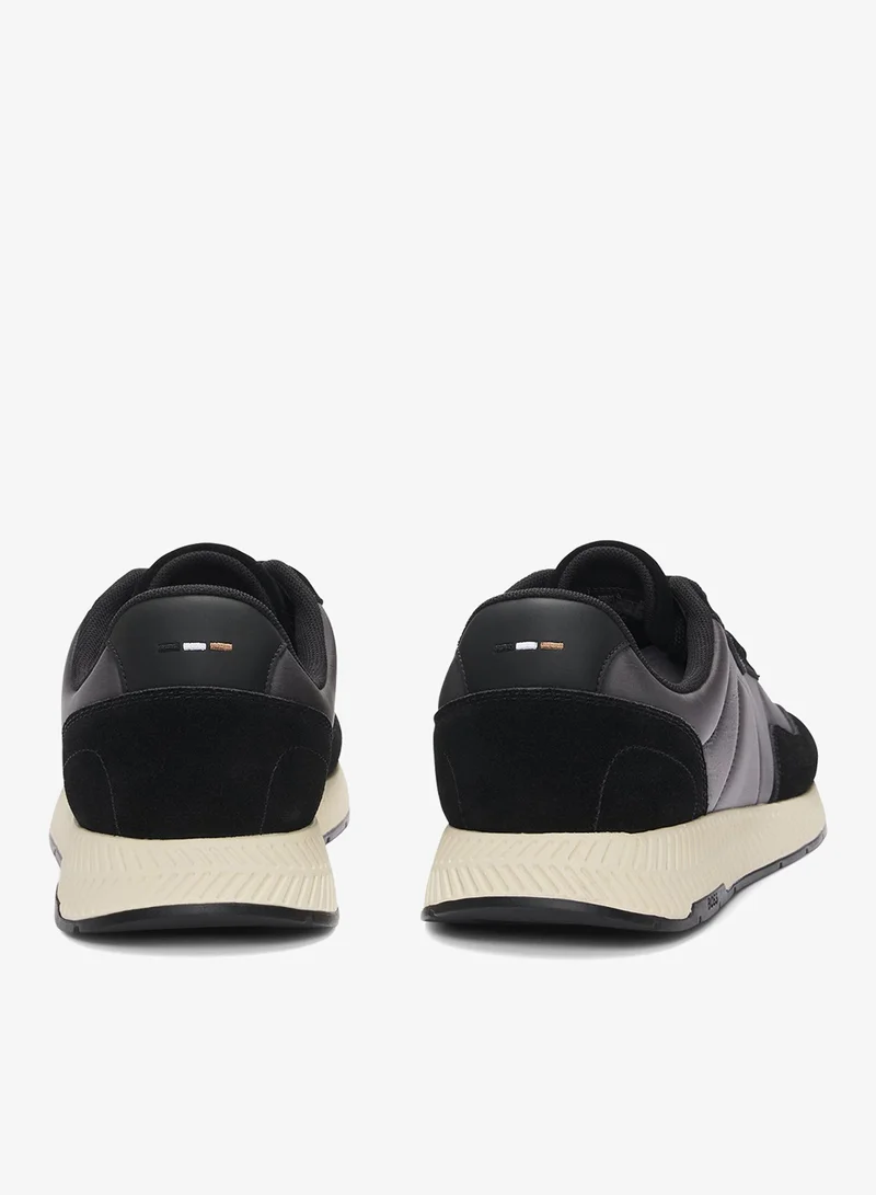 BOSS Mixed-material trainers with suede trims