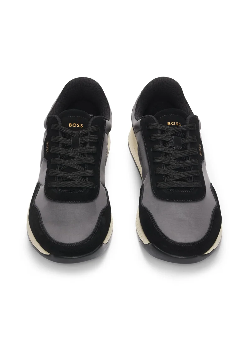 BOSS Mixed-material trainers with suede trims