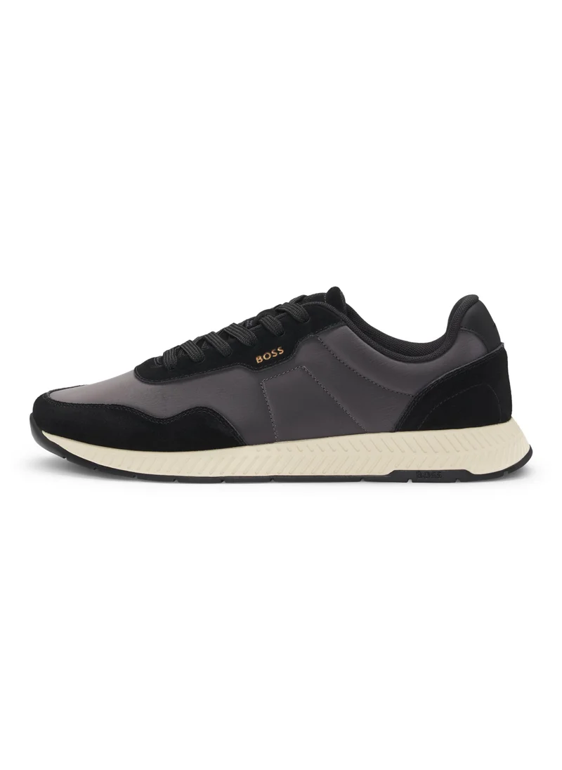 BOSS Mixed-material trainers with suede trims