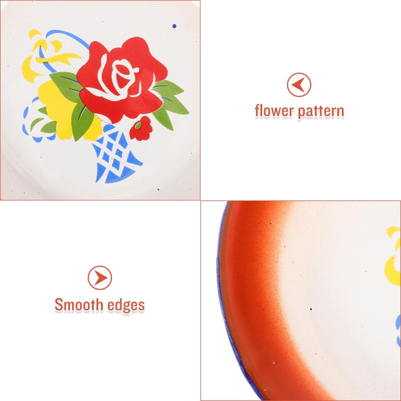 Vintage Enamel Plates 3pcs Floral Snack Fruit Serving Dishes 16cm Retro Tableware - Image 4