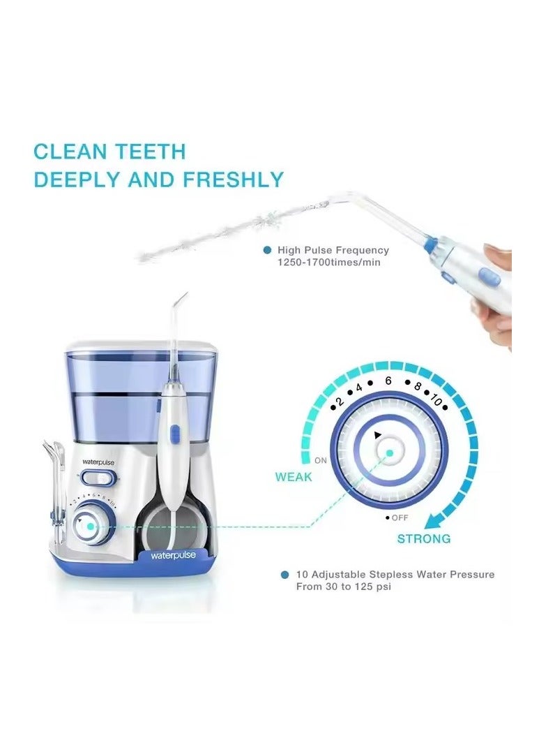 waterpluse Water Flosser Oral Irrigator, 800 ml Dental Water Tooth Cleaner, 10 Adjustable Pressures, Electric Flosser for Teeth / Braces, 5 Home Jets Professional Water Flosser Oral Irrigator - Image 2