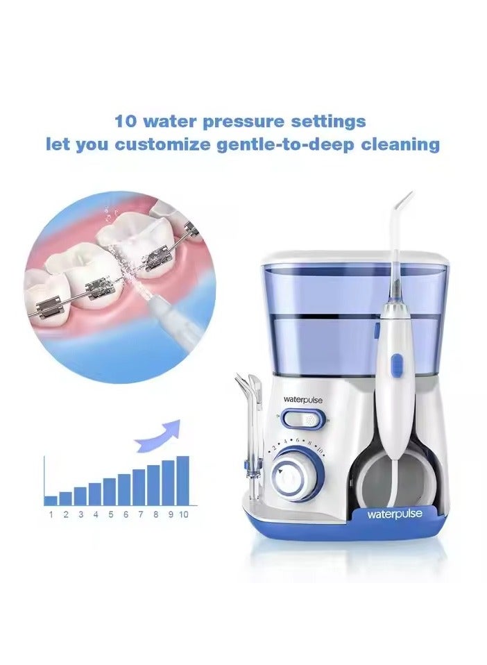 waterpluse Water Flosser Oral Irrigator, 800 ml Dental Water Tooth Cleaner, 10 Adjustable Pressures, Electric Flosser for Teeth / Braces, 5 Home Jets Professional Water Flosser Oral Irrigator - Image 3