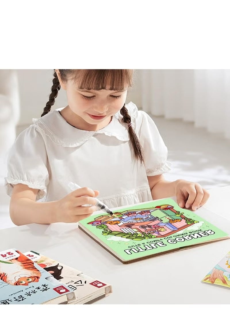 شي آند ليتل كتاب تلوين "ليتل كورنر" للكبار والمراهقين، كتاب تلوين مريح، تصميمات لطيفة ومريحة، كتاب تلوين لتخفيف التوتر، كتاب تلوين للأطفال والكبار، 21.6 × 21.6 سم - Image 4