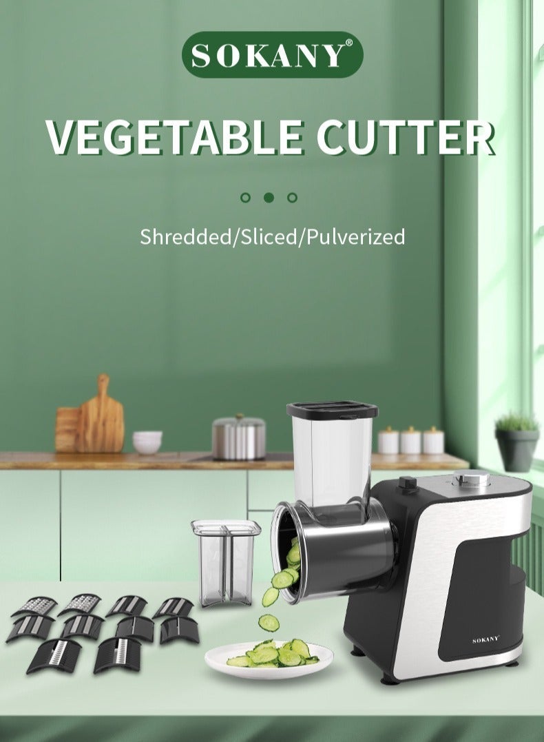 sokany Electric Cheese Grater, 1000W Electric Slicer Chopper, Multi Grater, Fruit Cutter, Vegetable Slicer, Shredder, Food Processor with 5 Blades Set SK-1180 Black - Image 3