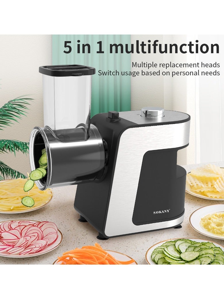 sokany Electric Cheese Grater, 1000W Electric Slicer Chopper, Multi Grater, Fruit Cutter, Vegetable Slicer, Shredder, Food Processor with 5 Blades Set SK-1180 Black - Image 5