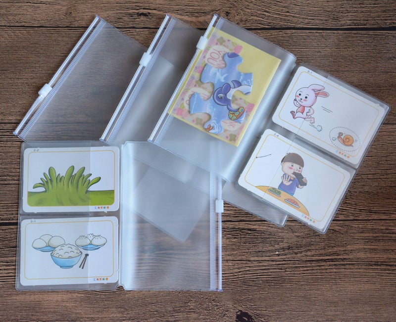 Funcoo Set of 4 Zipper Pocket Refill Pack Plastic Clear Inserts Pouch for Travelers Notebook (Passport Size) - Image 4