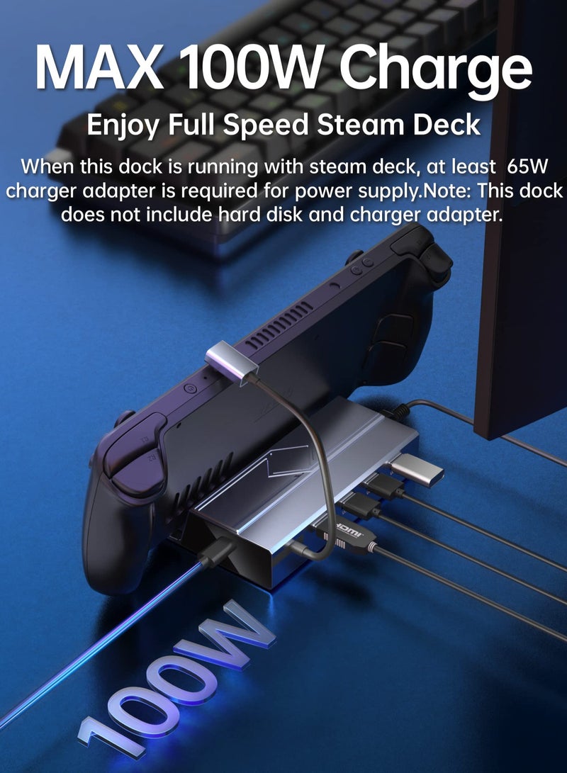 KASTWAVE M.2 Docking Station for Steam Deck, 7 in 1 Docking Station with SSD Port HDMI 2.0 4K@60Hz, Gigabit Ethernet, 3 USB and Full Speed USB-C Charge Port Compatible with Valve Steam Deck - Image 4