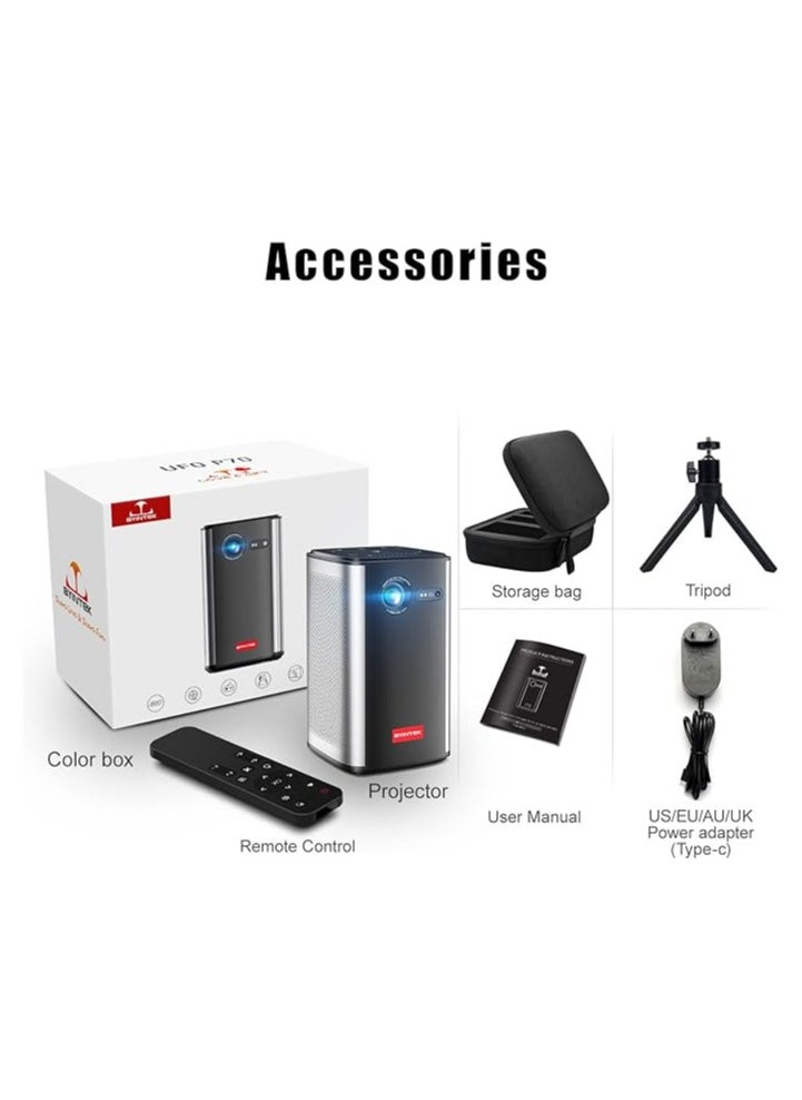 BYINTEK - BYINTEK P70 Smart Wi-Fi DLP Projector, 8000mAh Battery, Auto-focus, Android 9.0, Support 3D, Wi-Fi Display, Wired Sync Display, with Tripod and Storage Bag - Image 1