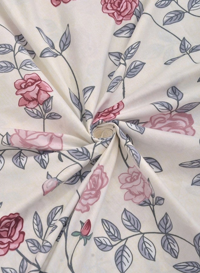 Arrabi White Floral Polycotton Breathable 350 TC King Superfine Bedsheet with 2 Pillow Covers - Image 4