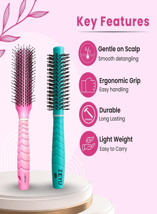 Zeyu Hair Brush Comb Set | Flat & Round Brushes for Styling, Volume & All Hair Types - Image 3